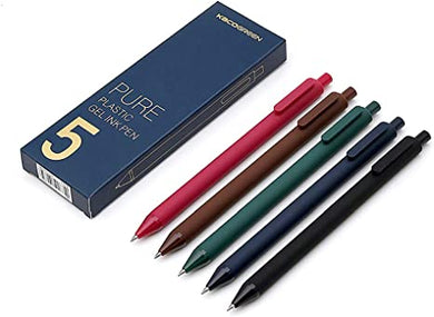 KACO | Green Pure Retractable Gel Ink Pens Extra Fine Point, 5ct (Retro, 0.5mm)
