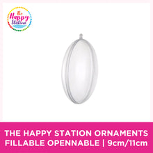 THE HAPPY STATION | Clear Plastic Oblate Christmas Tree Ornaments Fillable & Opennable