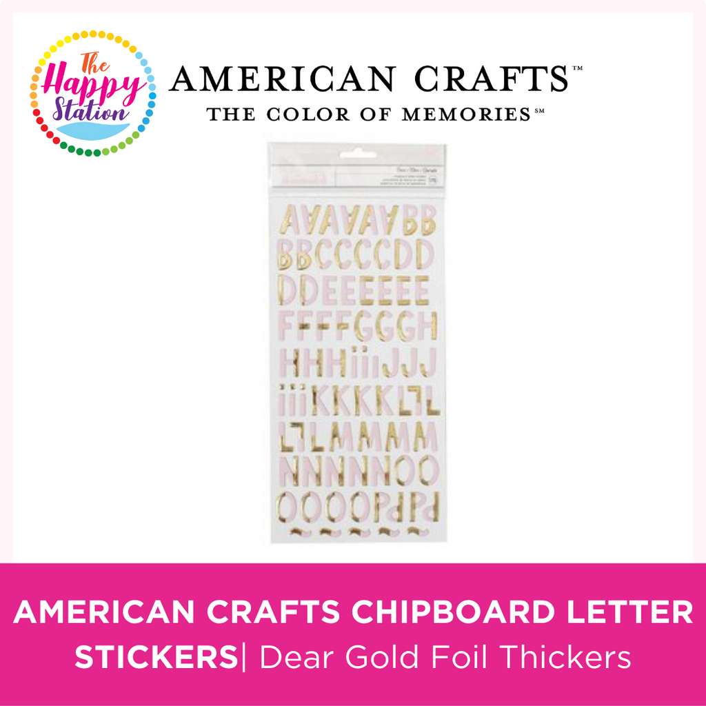 American Crafts Dear Gold Foil Chipboard Letter Thickers Stickers, 175