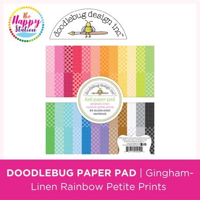 DOODLEBUG DESIGN | Gingham Linen Rainbow Petite Print Paper Pad, 6