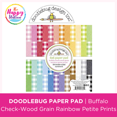 DOODLEBUG DESIGN | Buffalo Check-Wood Grain Rainbow Petite Prints Paper Pad, 6