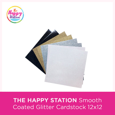 The Happy Station Smooth Coated Glitter Cardstock, 12