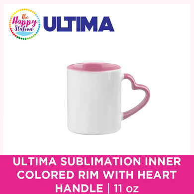 ULTIMA | Sublimation Colored Inner Rim and with Heart Handle Mugs - 11oz