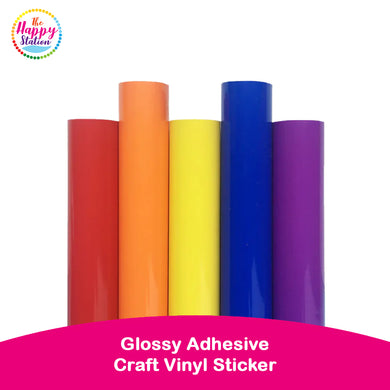 THE HAPPY STATION | Glossy Adhesive Craft Vinyl Sticker, for outdoor and indoor use