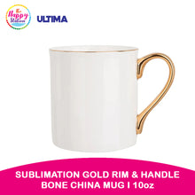 ULTIMA | Sublimation Gold Rim and Handle Bone China Mug, 10oz/300ml