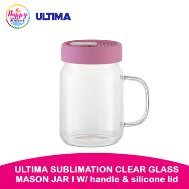 ULTIMA | Sublimation Clear Glass Mason Jar w/ handle and silicone lid, 20oz/600ml