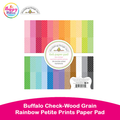 DOODLEBUG DESIGN | Buffalo Check-Wood Grain Rainbow Petite Prints Paper Pad, 6