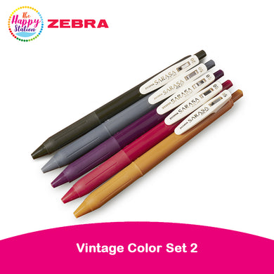 ZEBRA | Sarasa Push Clip Gel Pen, Vintage Color Set 2 (5ct)