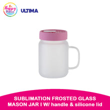 ULTIMA | Sublimation Frosted Glass Mason Jar w/ handle and silicone Lid, 20oz/600ml