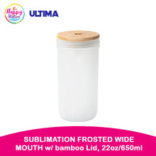 ULTIMA | Sublimation Frosted Wide Mouth Mason Jar w/ bamboo Lid, 22oz/650ml