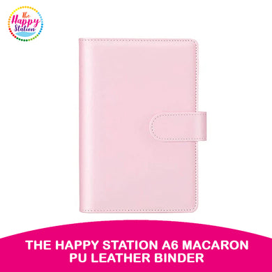 THE HAPPY STATION | Macaron Color PU Leather Cover Ring Binder Planner, A6