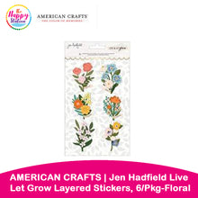 AMERICAN CRAFTS | Jen Hadfield Live & Let Grow Layered Stickers, 6/Pkg-Floral W/Gold Foil