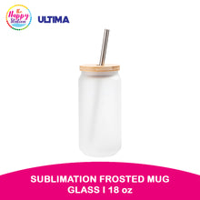 ULTIMA | Sublimation Frosted Glass with bamboo lid w/ stainless steel straw, 18oz/550ml