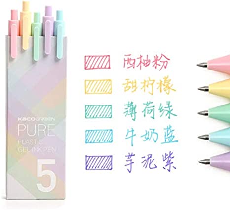 Kaco Pure Retractable Gel Ink Pens - Macarons Colored ink, 0.5mm
