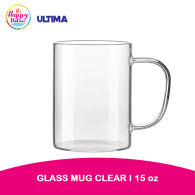 ULTIMA | Clear Glass Mug, 15oz/450ml perfect for personalized gifts and items