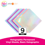 HTVRONT | Holographic Permanent Vinyl Sheets, Basic Holographic, 9 sheets - 12"x12"