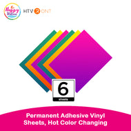 HTVRONT | Permanent Adhesive Vinyl Sheets, Hot Color Changing - 12" x 10", 6 sheets