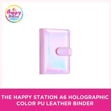 A6 Holographic Color PU Leather Cover Ring Binder Planner