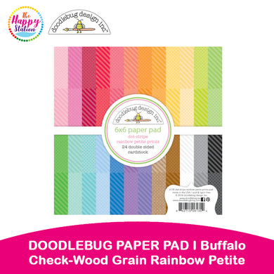 DOODLEBUG DESIGN | Buffalo Check-Wood Grain Rainbow Petite Prints Paper Pad, 6