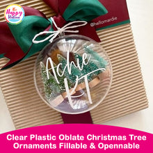 THE HAPPY STATION | Clear Plastic Oblate Christmas Tree Ornaments Fillable & Opennable