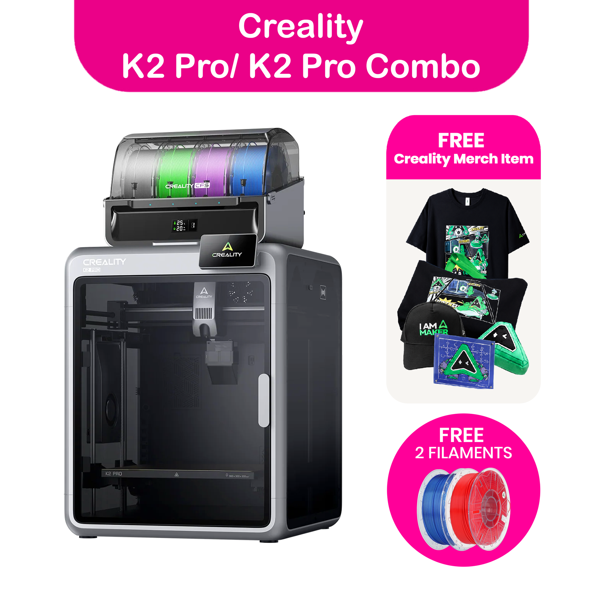 Creality K2 Pro/ K2 Pro Combo FDM 3D Printer – The Happy Station
