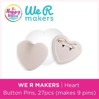 WE R MAKERS | Heart Button Pins, 27pcs (makes 9 pins)