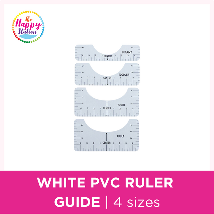 White PVC Ruler Guide - 4 Sizes (Adult, Youth, Toddler, Infant)