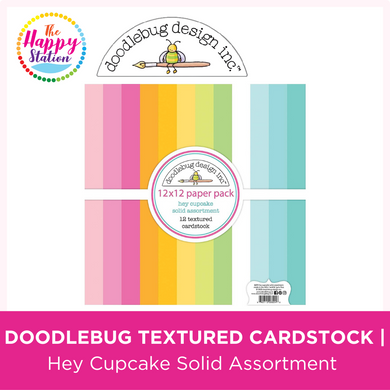DOODLEBUG DESIGN | Textured Cardstock, Hey Cupcake Solid Assortment, 12