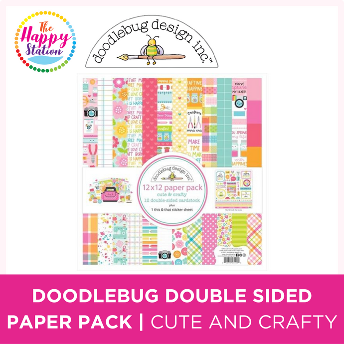 DOODLEBUG DESIGN | Double Sided Cardstock Paper Pack - Cute and Crafty, 12