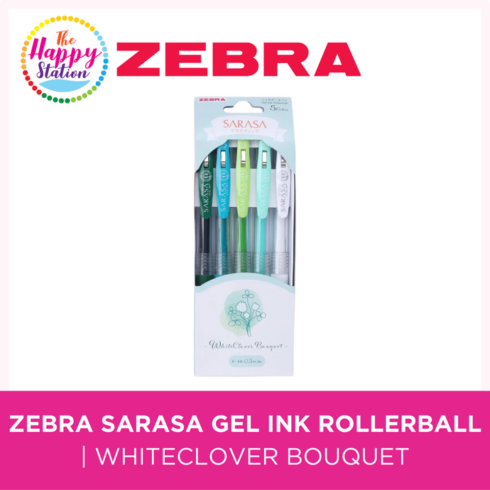 ZEBRA | Sarasa Clip Limited Edition Gel Pen - WhiteClover Bouquet - 0.5 mm - 5 Colors Set