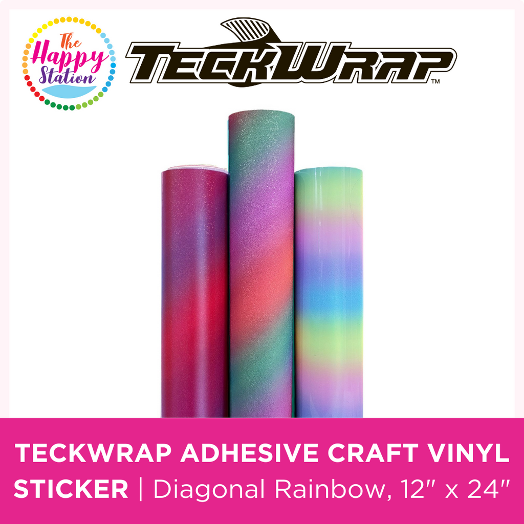 TECKWRAP | Diagonal Rainbow Stripes Craft Vinyl Sticker | The Happy ...