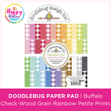 DOODLEBUG DESIGN | Buffalo Check-Wood Grain Rainbow Petite Prints Paper Pad, 6x6"
