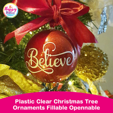 Plastic Clear Christmas Tree Ornaments Fillable Opennable in 8cm/10cm