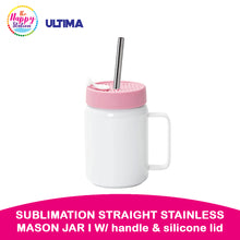 ULTIMA | Sublimation Straight Stainless Steel Mason Jar w/ handle and silicone lid, 16oz/480ml