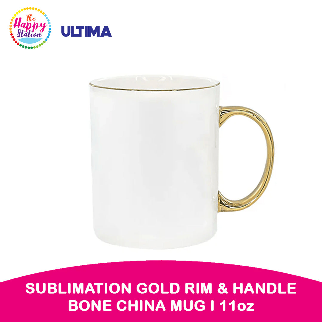 Ultima Sublimation Blanks - Gold Rim and Handle Bone China Mug, 11oz ...