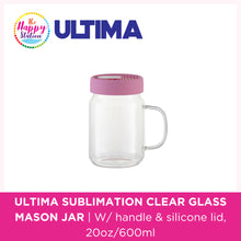 ULTIMA | Sublimation Clear Glass Mason Jar w/ handle and silicone lid, 20oz/600ml