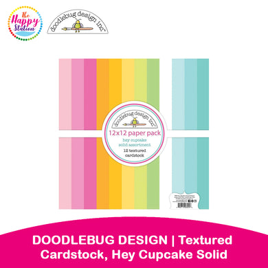 DOODLEBUG DESIGN | Textured Cardstock, Hey Cupcake Solid Assortment, 12