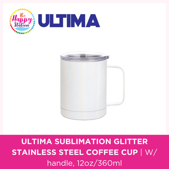 ULTIMA | Sublimation Glitter Stainless Steel Coffee Cup with handle, 12oz/360ml