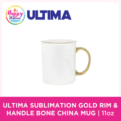 ULTIMA | Sublimation Gold Rim and Handle Bone China Mug, 11oz/360ml