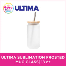 ULTIMA | Sublimation Frosted Glass with bamboo lid w/ stainless steel straw, 18oz/550ml