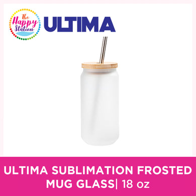 ULTIMA | Sublimation Frosted Glass with bamboo lid w/ stainless steel straw, 18oz/550ml