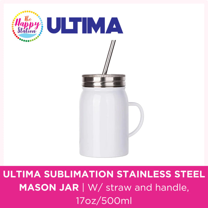 ULTIMA | Sublimation Stainless Steel Mason Jar w/ straw & handle, 17oz/500ml