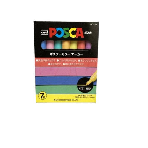 Uni Posca Multicolored Paint Markers, Pack of 7pcs, PC-3M