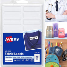 AVERY | No-Iron Fabric Labels, Washer & Dryer Safe, Handwrite (54 Labels)