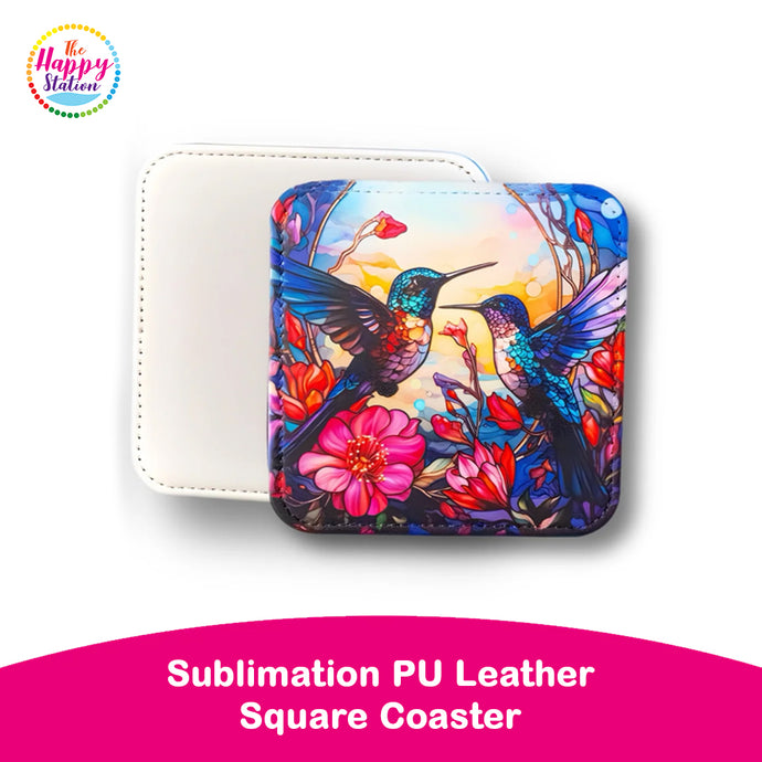 PU Leather Square Mug Coaster, 10x10cm