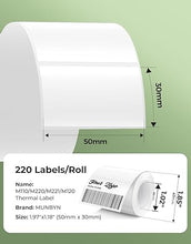 MUNBYN Thermal Label Sticker Small Size 1.97''x1.18'' (50mm x 30mm), Square, White