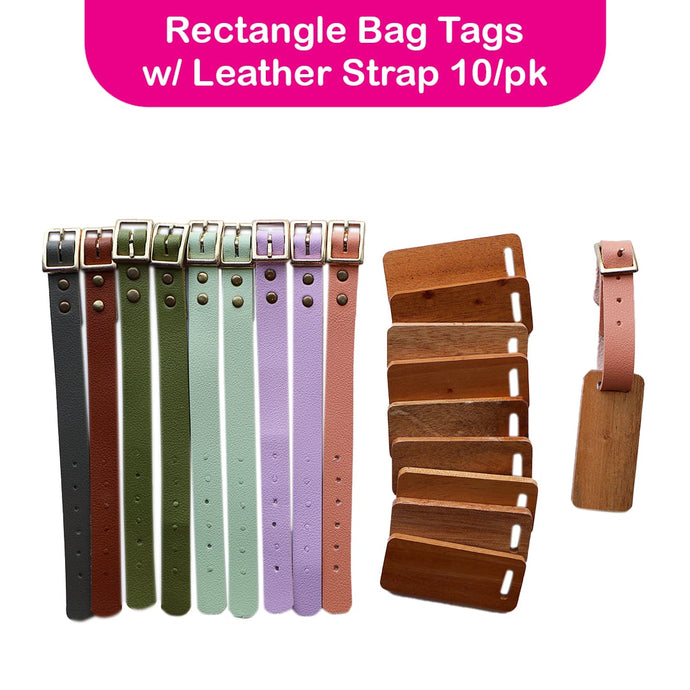 Bag Tags with Leather Strap 10/pk
