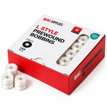 BAI | L Style Prewound Embroidery Bobbins 75D/2, 144pcs - white