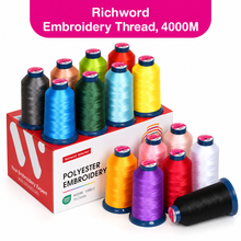 RICHWORD | Polyester Embroidery Thread, 108D/2, 40WT - 4000M