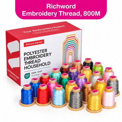 RICHWORD | Polyester Embroidery Thread, 108D/2, 40WT - 800M